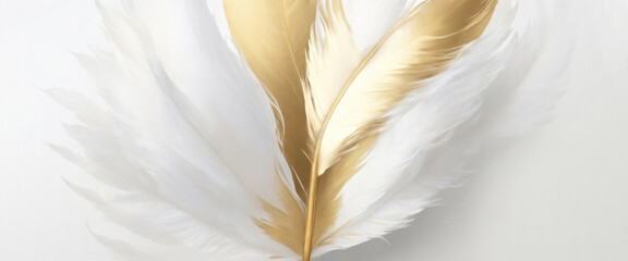 Obraz premium White and golden feather painting art background