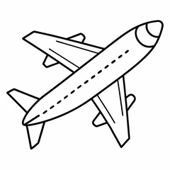 Silhouette Vector of Plane Flying for Travel Team - Line Art and Outline Illustration