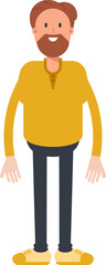 Beard Man Character Standing
