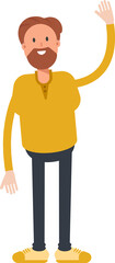 Beard Man Character Raising Hand Illustration
