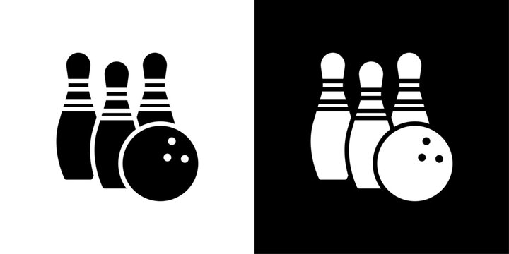 Bowling icon Flat vector set outline