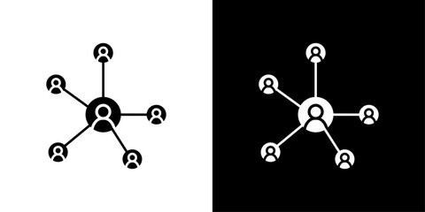 Chart network icon Flat vector set outline