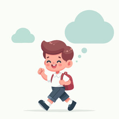 Smiling school children boys and girls with backpacks and books set isolated vector illustration