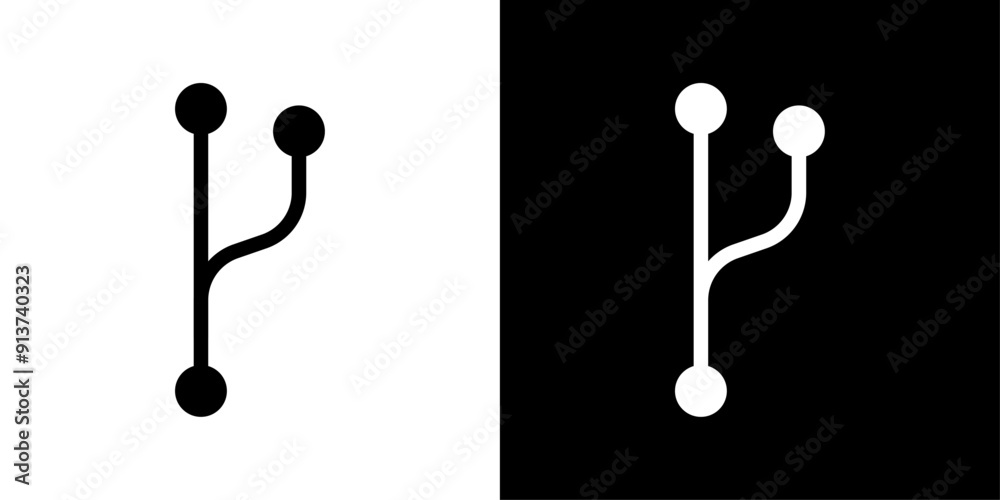 Poster code branch icon flat vector set outline