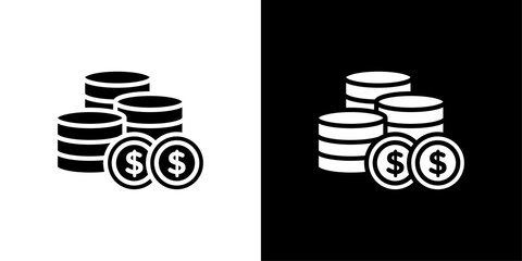 Coins icon Flat vector set outline