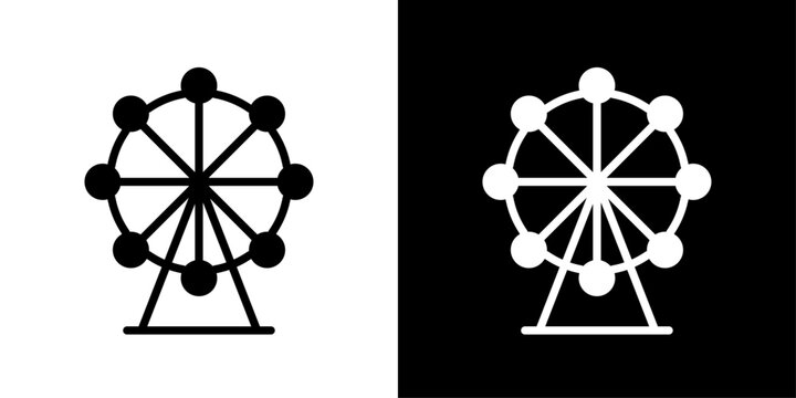 Ferris wheel icon Flat vector set outline