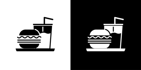 Hamburger soda icon Flat vector set outline