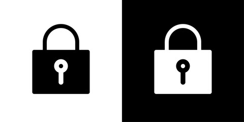 Lock icon Flat vector set outline