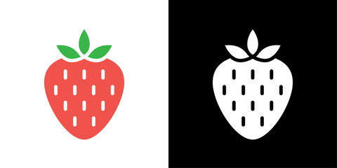 Strawberry icon Flat vector set outline
