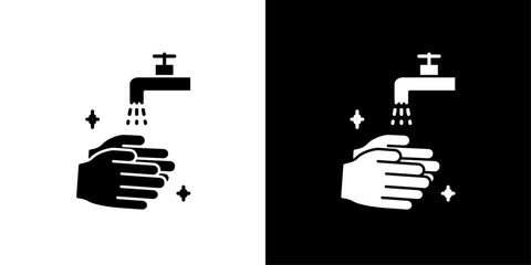 Wash your hands icon Flat vector set outline