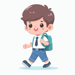 Smiling school children boys and girls with backpacks and books set isolated vector illustration