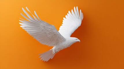 Fototapeta premium Majestic White Eagle Soaring Against Vibrant Orange Sky