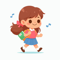 Smiling school children boys and girls with backpacks and books set isolated vector illustration