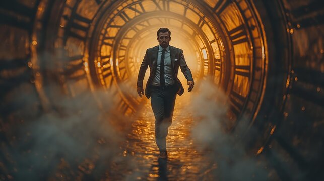 Businessman running out of time