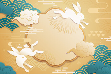 Paper style Mid Autumn Festival background