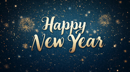 Illustration of text Happy New Year, design, gold, gradient, stylish font, Happy New Year concept