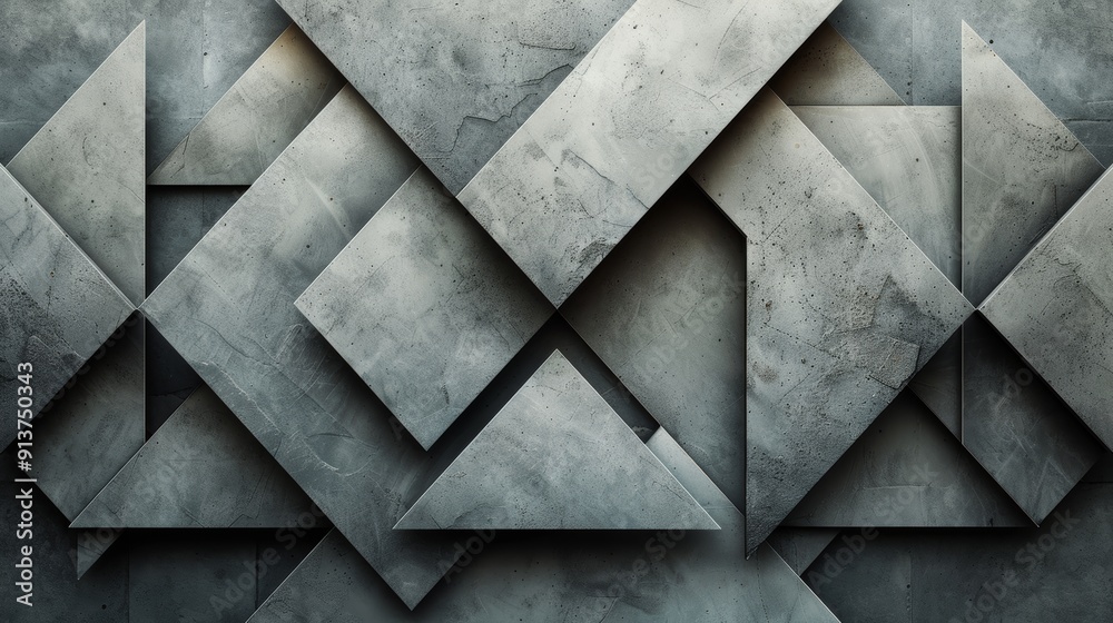 Poster abstract concrete geometric shapes forming unique patterns in modern architecture display
