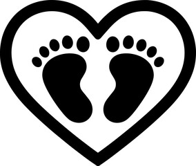 baby footprints in heart shape vector illustration