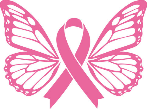 breast cancer awareness butterfly ribbon - Powered by Adobe