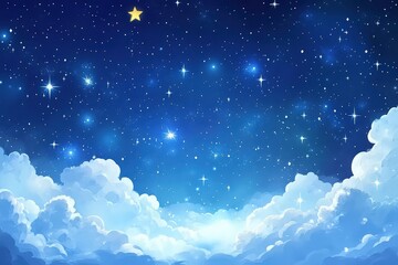 Fototapeta premium Starry Sky with Clouds and Shining Stars