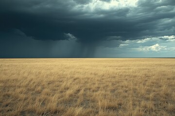 Obraz premium Storm Clouds Over Empty Grass Field