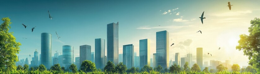 Fototapeta premium Modern city with ecofriendly architecture 