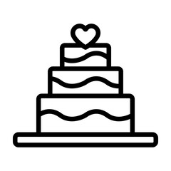 Wedding Cake Vector Line Icon Design