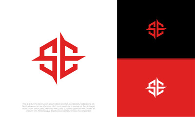 Initials SE logo design. Initial Letter Logo. Innovative high tech logo template.	

