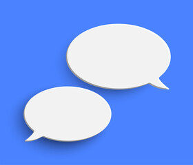 White empty speech bubble on blue background