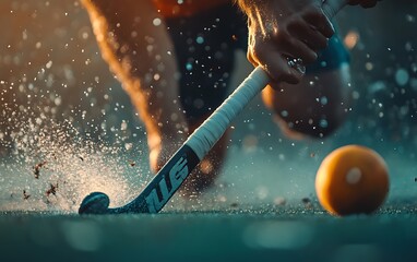 Cinematic Closeup of Hands Playing Field Hockey on Field