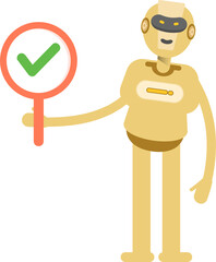 Robot Character Showing Check Mark
