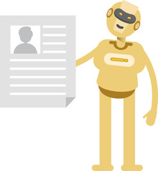 Robot Character Holding Job Application Document
