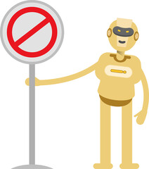 Robot Character and Prohibition Signage

