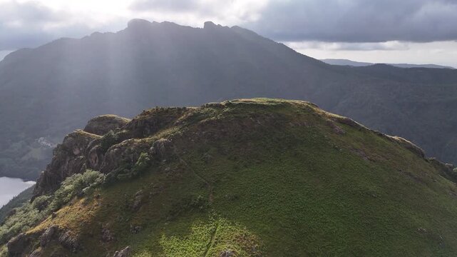 Aerial shot of Kopakarri peak at Aiako Harria Natural Park at the Basque Country.
