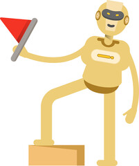 Robot Character Holding Flag
