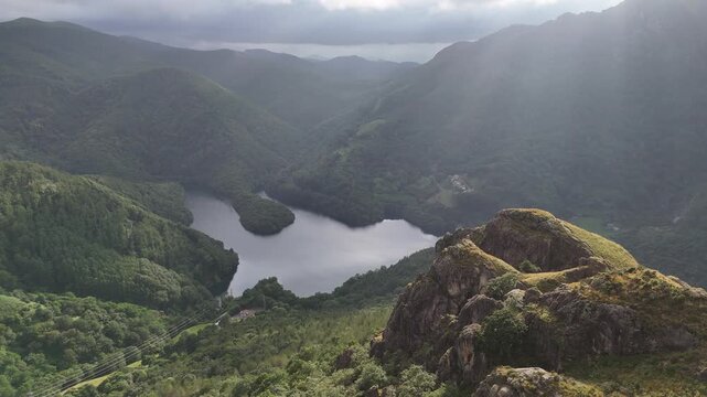 Endara reservoir at the basque mountains, Lesaka, Nafarroa, Basque Country.