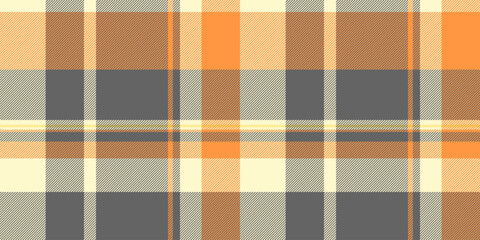 Korean background check vector, american tartan pattern seamless. Give plaid textile fabric texture in dim gray and lemon chiffon colors.