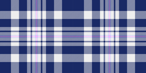 Femininity fabric vector pattern, gorgeous textile seamless background. Lovely tartan plaid texture check in blue and white colors.