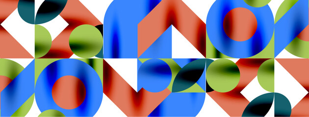 Metal color circles with shadows and other geometric elements composition for wallpaper, banner, background or landing