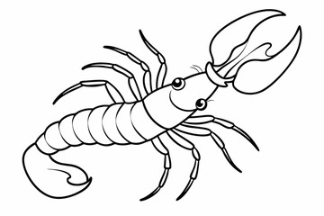 lobster line art vector, shrimp icon vector, Sea lobster