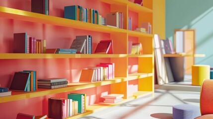 Colorful Bookshelf In Modern Interior Design