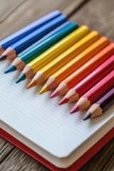 Obraz premium Notebook with colored pencils 