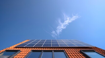 Solar Panels on the Roof of the House, Solar Cells for generating electricity and saving energy