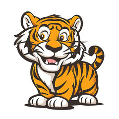 A Cartoon Tiger Cub With a Happy Expression, generative ai image