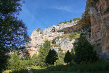 Fototapeta premium The Rio Lobos Canyon natural park is a spectacular 25 km long gorge one of the prettiest landscapes in Spain Soria. Caves in the canyon.