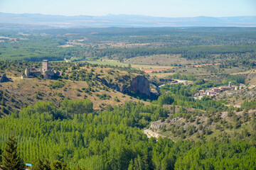 Fototapeta premium The Rio Lobos Canyon natural park is a spectacular 25 km long gorge one of the prettiest landscapes in Spain Soria. Views from La Galiana viewpoint.