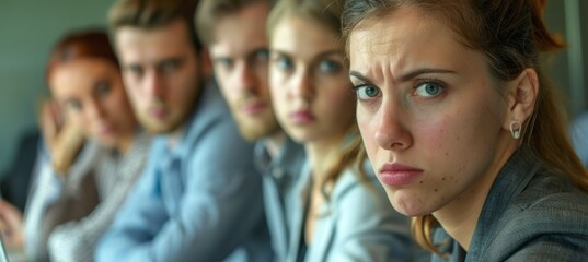 Fototapeta premium Frustrated Employees in Business Meeting Highlighting Lack of Communication and Toxic Workplace Environment