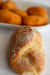 Freshly baked homemade white flour bread from Cantabria Spain