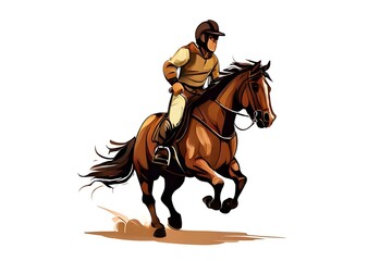 horse rider on white background