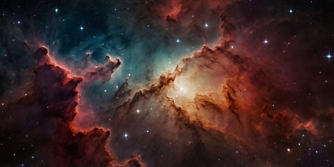 Obraz premium Space illustration designed full of interstellar clouds and nebulas with orbits and unique views abstract background